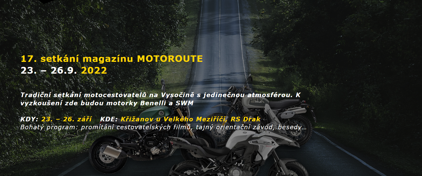 Rezervace testovací jízdy 17. setkání magazínu MOTOROUTE